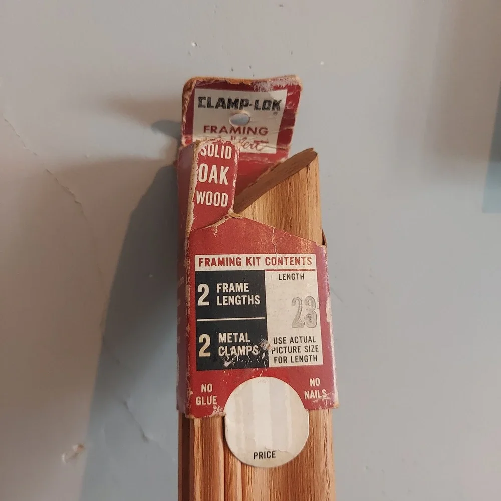 Vintage Lambert Clamp-Lok Solid Oak Wood 23 Inch Picture Frame Kit 2 Pieces